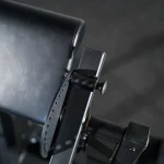 A close-up of the sundial-style pin-locking system, demonstrating the easy adjustment of the Upper Body Bicep Tricep Curl Machine arm
