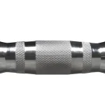 A detailed shot of a Dumbbell Set Rubber Hex 55-100 lbs, emphasizing the ergonomic, chrome-plated grip