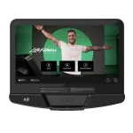 A detailed shot of the 24" 1080p AIT (Advanced In-Cell Touch) Screen on the Bike Club Series Plus Upright Lifecycle SE4, displaying streaming content