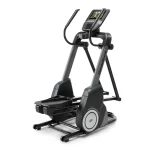 A person exercising on the Elliptical FS10i NordicTrack, showing its 10-inch touchscreen display and full body motion gym
