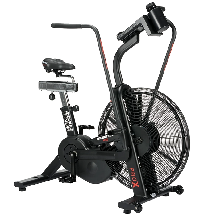 A person performing an intense full-body workout on the Bike AssaultBike Pro X, highlighting its robust design and integrated console A person performing an intense full-body workout on the Bike AssaultBike Pro X, highlighting its robust design and integrated console
