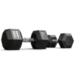 A single Rogue Rubber Hex Dumbbell 20LB, prominently displaying its 20LB weight, rubber head, and chrome handle