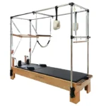 Activemine Pilates Combo Cadillac Machine with heavy duty reformer frame and chrome trapeze tower