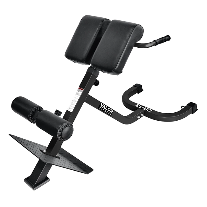 Adjustable Back Extension Machine Black with high-density hip padding