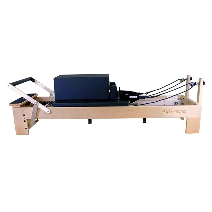 Align Pilates M8 Pro Wood Reformer maple wood reformer machine with luxury upholstery and pro sitting box Align Pilates M8 Pro Wood Reformer maple wood reformer machine with luxury upholstery and pro sitting box