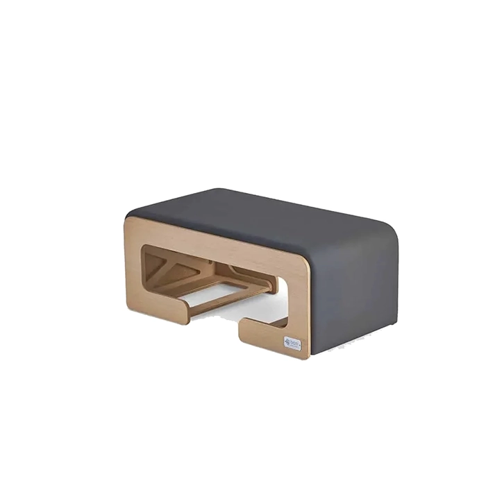 BASI Systems Sitting Box Pilates resting on a classical reformer carriage BASI Systems Sitting Box Pilates resting on a classical reformer carriage