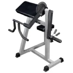 Bicep Tricep Curl Machine Silver with adjustable sundial and preacher pad
