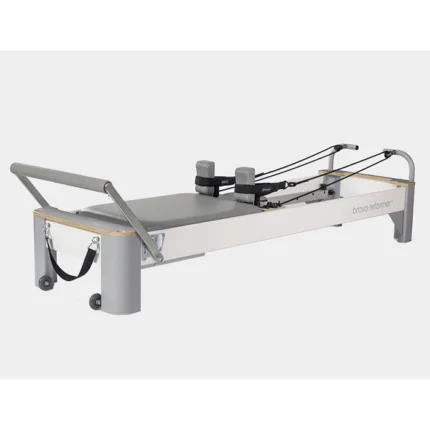 Bravo Eco-Friendly Pilates Reformer Dove with sustainable wood frame and Dove grey upholstery