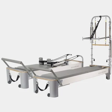 Bravo Reformer with Tower and DURO Springs in Dove grey upholstery