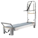 Bravo Reformer with Tower and Mat in Dove grey upholstery