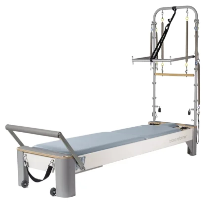 Bravo Reformer with Tower and Mat in Dove grey upholstery