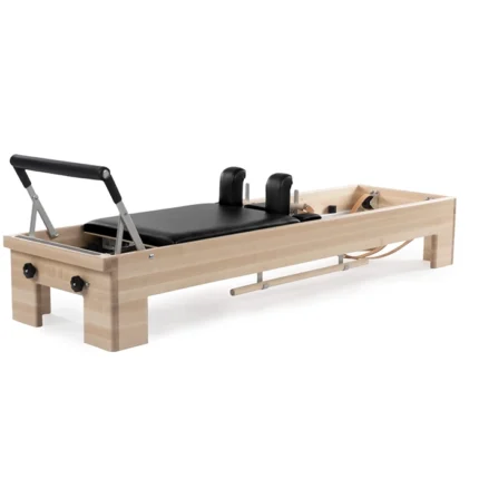 CenterLine Pilates Reformer with traditional maple frame and leather straps