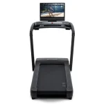 Close-up of the 24-inch touchscreen displaying an iFIT workout with trainer and scenery NordicTrack Commercial 2450 Treadmill