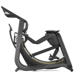 Close-up of the adjustable backlit LCD console on the Matrix S-Force Power Resistance Cardio, displaying workout feedback