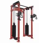 Close-up of the adjustable-height pulley system on the Functional Trainer INDY Rogue Blue, highlighting its smooth movement and construction