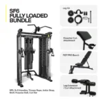 Close-up of the dual swivel pulleys and vertical height adjustments on the Centr SF6 Fully Loaded Bundle