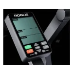 Close-up of the improved LCD console display on the Bike Echo V3.0 Rogue, showing workout metrics and Bluetooth/ANT+ logos