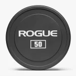 Dumbbell Urethane Rogue 100LB a close-up of the hardened chrome handle, highlighting the medium-grade knurling for optimal grip