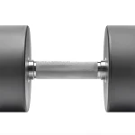 Dumbbell Urethane Rogue 100LB a detailed shot of the solid steel head with its durable urethane plating and clear weight increment marking
