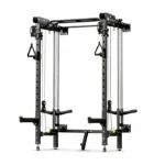 F35 Wall Mount Folding Power Rack in fully expanded mode with dual pulleys