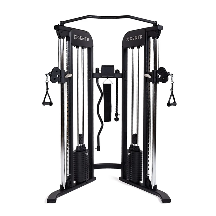 Front view of the Centr 2 Home Gym Functional Trainer installed in a spacious home fitness area Front view of the Centr 2 Home Gym Functional Trainer installed in a spacious home fitness area
