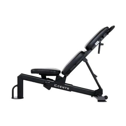 Front view of the Centr Multi Adjustable Workout Bench set in a flat position