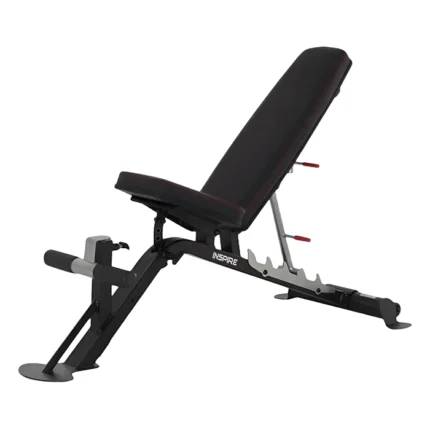 Front view of the Inspire SCS Weight Bench set in a flat position