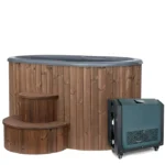 Front view of the SaunaLife S2NC Hot and Cold Immersion Tub in a modern outdoor setting