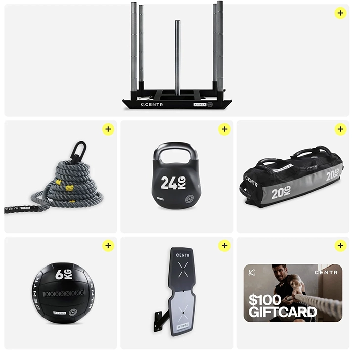 Full layout of the Hyrox Mens Open Bundle featuring competition weights and training tools Full layout of the Hyrox Mens Open Bundle featuring competition weights and training tools