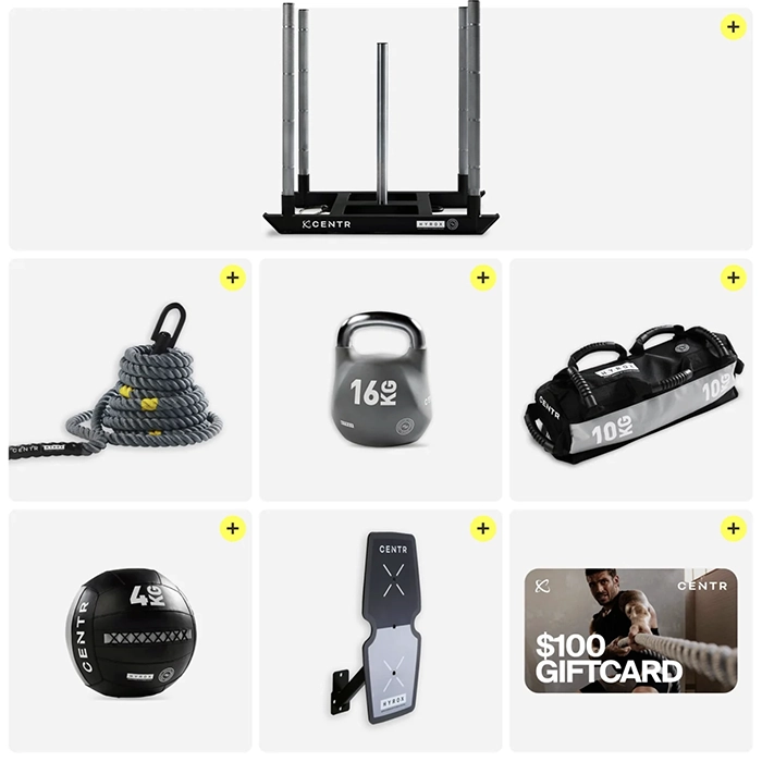 Full layout of the Hyrox Womens Open Bundle featuring competition weights and training tools Full layout of the Hyrox Womens Open Bundle featuring competition weights and training tools