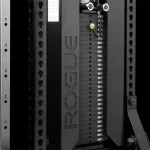 Functional Trainer CT-1X2 Cable Tower a detailed shot of the 300LB weight stack with its protective shroud and 10LB increments