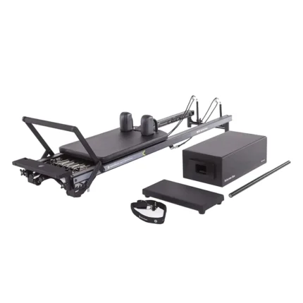 MPX Pilates Reformer Vertical Stand Package with vertical stand and reformer box