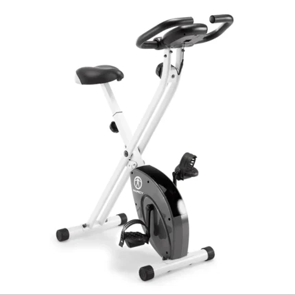 Marcy Foldable Upright Exercise Bike NS-652 Foldable Upright Exercise Bike in a compact home gym setting