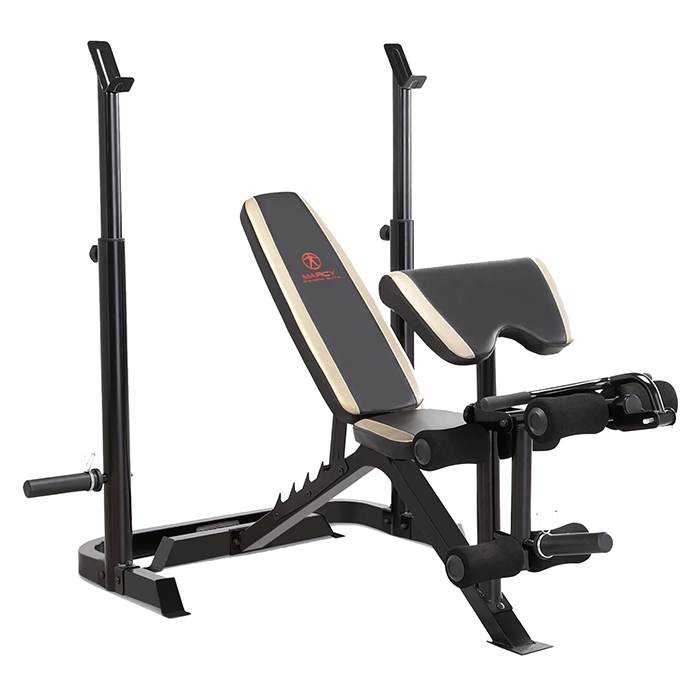 Marcy Olympic Weight Bench MD-879 showing the separate bench and squat rack configuration