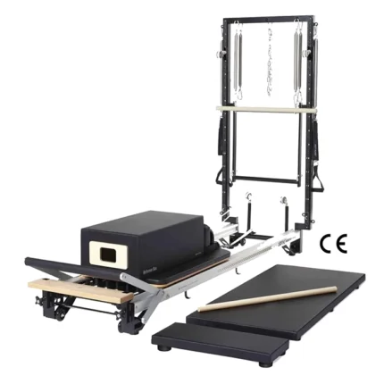 Merrithew SPX Max Plus Reformer Bundle with Vertical Frame in a studio setting