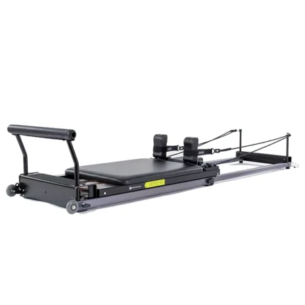 Metro IQ Reformer with Library Wheels extended for home Pilates workout