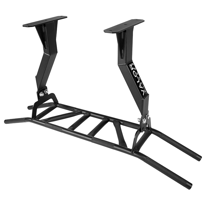 Multi-Grip Dual-Mount Pull-Up Bar in matte black with textured knurled handles