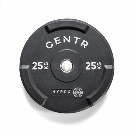 Official HYROX 25kg Edge Bumper Plate with weight markings visible on the edge