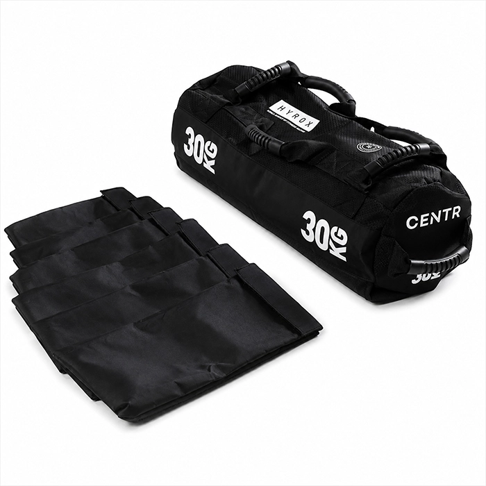 Official HYROX 30kg Competition Sandbag showcasing its multi-grip handle design Official HYROX 30kg Competition Sandbag showcasing its multi-grip handle design