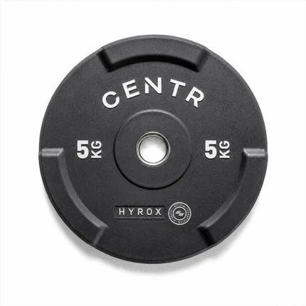 Official HYROX 5kg Edge Bumper Plate with weight markings visible on the edge