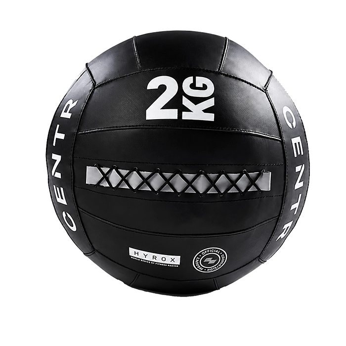 Official HYROX Competition Wall Ball 2 Kg with non-slip vinyl texture and visible weight markings Official HYROX Competition Wall Ball 2 Kg with non-slip vinyl texture and visible weight markings