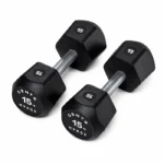 Pair of Centr x HYROX 15kg commercial urethane dumbbells on a gym floor Centr x HYROX 15kg Commercial Dumbbell Pair