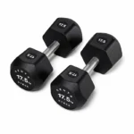 Pair of Centr x HYROX 17.5kg commercial urethane dumbbells on a gym floor Centr x HYROX Commercial Dumbbell Pair