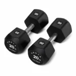 Pair of Centr x HYROX 20kg Commercial Dumbbell Pair on a gym floor