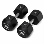 Pair of Centr x HYROX 25kg Commercial Dumbbell Pair on a gym floor