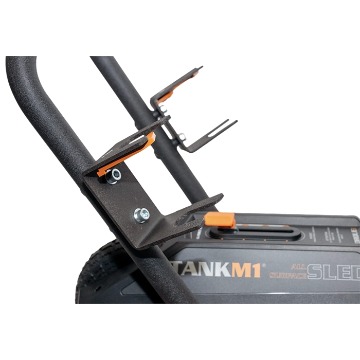 Pair of TANK M1 Dumbbell Cradles Sled Traction attached to the front frame of a magnetic sled