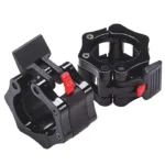 Pair of black Olympic Barbell Collars with a quick-release locking lever. Olympic Barbell Collars Black