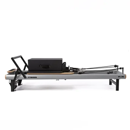 Peak Pilates Casa Reformer Bundle with aluminum frame and black upholstery