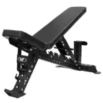 Pro Flat Incline Utility Bench in 90-degree upright position with heavy-duty steel frame Heavy Duty Adjustable Weight Bench