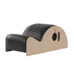 Professional Contour Step Barrel Spine Corrector with black premium upholstery and integrated dowel